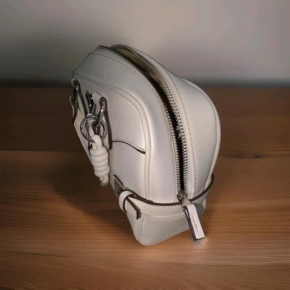 True Religion Glossy White Faux Leather Shoulder Bag Purse Sku 203
